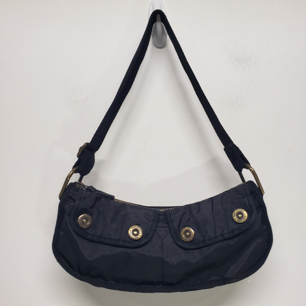 Y2K Gap Boho Purse Shoulder Bag Black with Floral Lining